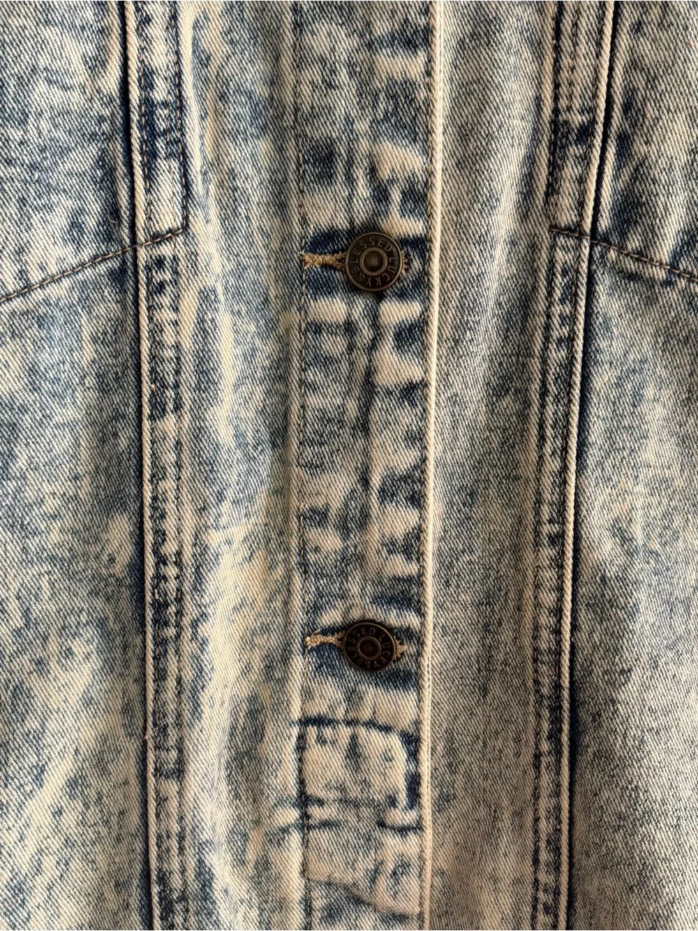 I&B Icky & Blessed Denim Jacket Womens L Acid Wash Distressed Oversized Frayed